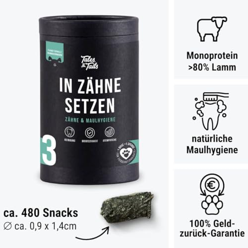 Tales & Tails In Zähne setzen Zahnpflege-Snack für Hunde, Allergiker geeignet, Getreidefrei - 1 Dose 325g