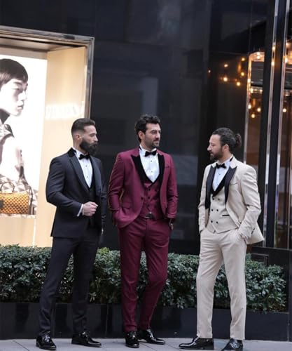 3 Piece Suit for Men Slim Fit Double Breasted Men's Formal Suit Dressy Blazer Pants Vest Set Tuxedo for Wedding Prom Groom4