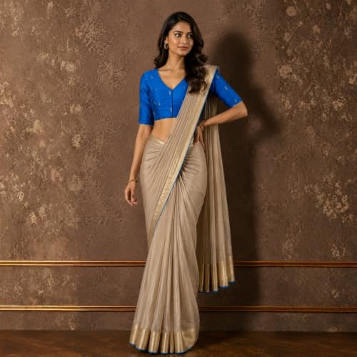 Image of Studio Shringaar Women's Handloom Cotton Silk Readymade Saree Blouse with Underarm Sweat Pads (Pack of 14 Pads)
