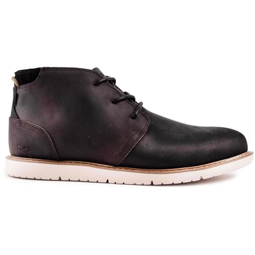 TOMS Men's Navi Chukka Boot, Black Water Resistant Leather, 11.5