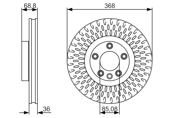 BOSCH Disco Freno BD1720 - Disco Freno Solido di 368mm - Asse Anteriore - Conforme al regolamento ECE-R90 - Lunga Durata, Anticorrosione Avanzata - 1 Disco