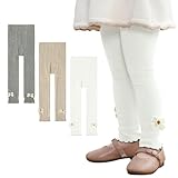 Zando Stretchy Toddler Girl Leggings 5t Bows Footless Tights for Girls 4t Cute Girl Pants Size 6 3 Pack Breathable Daily Outdoor Play Lightweight running Gray&Nude&White 4-5T