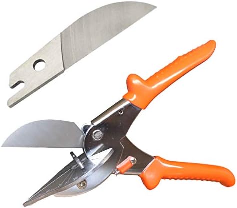Multi Angle Miter Cutter | + Spare Blade | Hand Scissors Multipurpose Tool | 45-135 Degree Cutting | Stainless Steel, Rubber Handle & Safety Lock | Miter Shears, Trim, Chamfer & Quarter Round Cutters