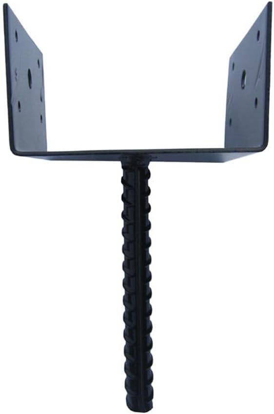 6"x5" 4PCS U Shape Fence Post Holder Black Powder Coated,Ground Spike Post Anchor Metal Concrete Post Anchor Deck Post Base