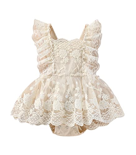 Image of Newborn Baby Girl Lace Rompers Birthday Princess Dress Mesh Jumpsuits Tulle One-Piece Headband Summer Onesie