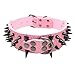 LOSVIP Haustier Lieferungen 2019，Sharp Spiked Studded Lederhalsband für Large Dog (Rosa,L)