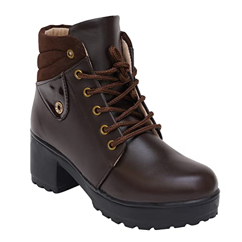 Image of XE Looks 100% Vegan Leather Women's Ankle Boots | Stylish & Trendy Lace-Up Design with Heel | Durable Leather Upper & Cozy Lining | Trendy & Stylish Boots For Girls & Women