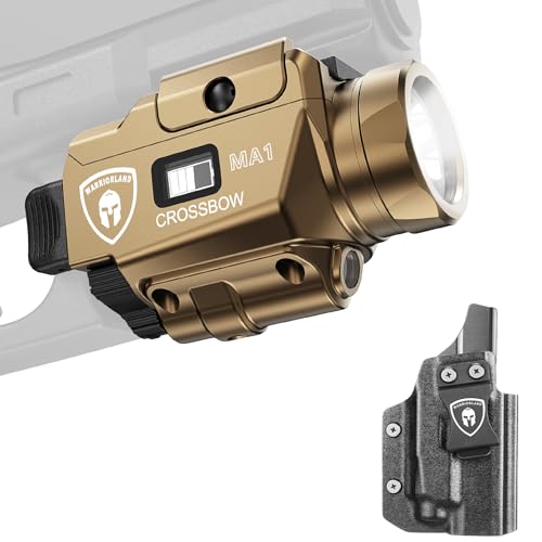 WARRIORLAND P320 M18 Kydex Holster with MA1 Light, Fits Sig P320 Compact/ M18/M17/ Full-Size, 800 Lumen Rail Mounted Green Laser LED Tactical Weapon Light w/Power Indicator, Right-Hand Holster