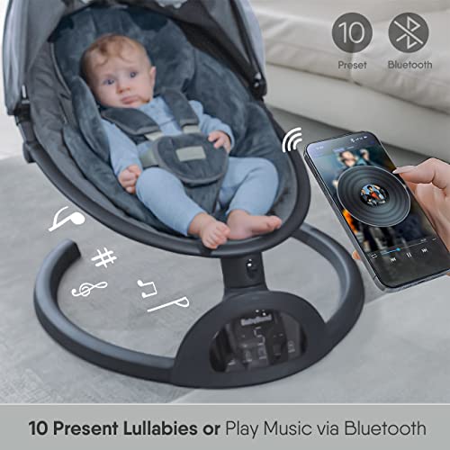 Baby Swings For Infants, Babybond Bluetooth Infant Swing With Music Speaker With 3 Seat Positions, 5 Point Harness Belt, 5 Speeds And Remote Control - Portable Baby Swing For Indoor And Outdoor #TOP5