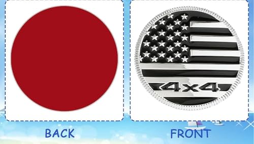 Image of CONGCONG for Jeep Emblem babge U.S. Flag Emblem 4x4 Metal Automotive Badge Specifically Designed for The Jeep Wrangler Cherokee - Stick it Anywhere (Silver Black Flag)