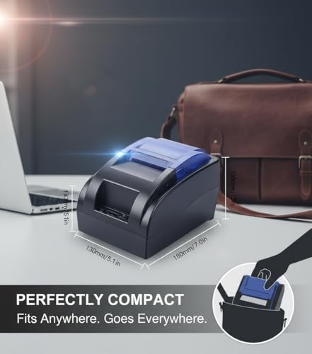 Stampante Termiche Da 58 mm, Stampante Termiche Per Ricevute Stampante Mobile Bluetooth USB, Stampante Pos Portatili Wireless Per Fatture E Bolletti, kompatibel mit Android E Windows, Blau