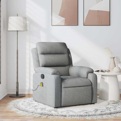 Emmtore Sillón de Masaje reclinable de Tela Gris Claro