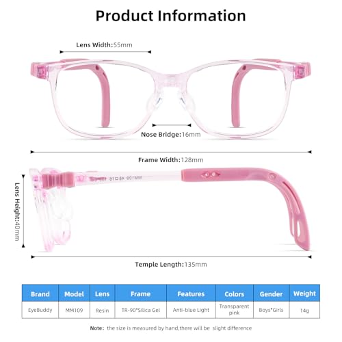 Image of EYEBUDDY Blue Light Glasses for Kids Boys Girls,Computer Gaming Bluelight Glasses,Fake Glasses for Ages 2-12