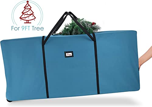 Image of Hearth & Harbor 9 ft Rolling Christmas Tree Storage Bag - Artificial Christmas Tree Bag with Reinforced Handles, Dual Zipper, Wide Opening and Wheels - Storage Container for Trees and Decorations