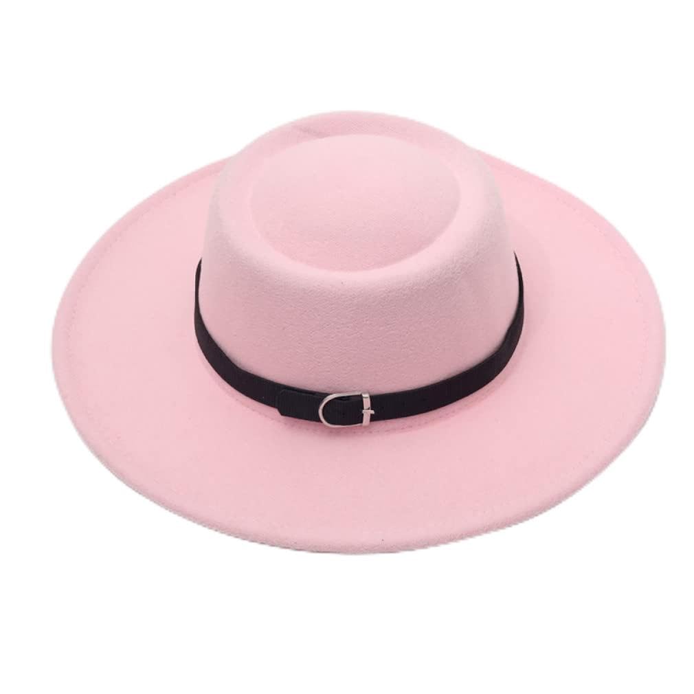 Cappello per Donna Cappello Stile Fedora da Uomo con Cintura Cappello Casual Unisex Autunno Inverno a Tesa Larga