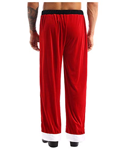 XUNZOO Men's Santa Claus Velvet Long Pant Trouser Christmas Pajama Loungewear Pants Sleepwear3