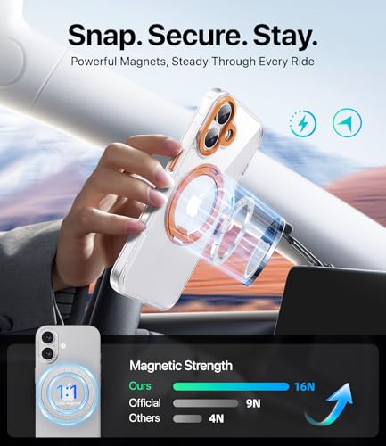 Image of for iPhone 17 Case, Compatible with MagSafe, Slim Shockproof Military-Grade Rugged Protective Case with Stand, Camera Control, Comfort Grip (E-Clear Orange, iPhone 17)