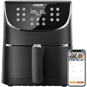 COSORI Smart WiFi heteluchtfriteuse 5.5L XXL met APP-bediening, zonder olie, heteluchtfriteuse met 13 programma’s en 100 Duits receptenboekje, heteluchtfriteuse met one-touch, voorverwarmen, shake-modus, 1700W, zwart