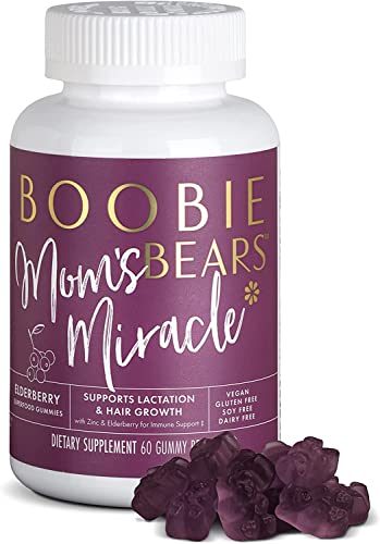 Image of Boobie Bears Lactation Gummies, Lactation Supplement for Increased Breast Milk, Immunity Support, Postpartum Hair Loss, Superfood Breastfeeding Supplements with Moringa and Elderberry (60 Count)