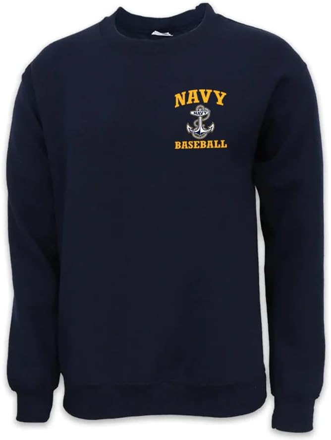 Armed Forces Gear Men's Navy Baseball Logo Crewneck Sweatshirt - Official Licensed Navy Sweatshirts for Men
