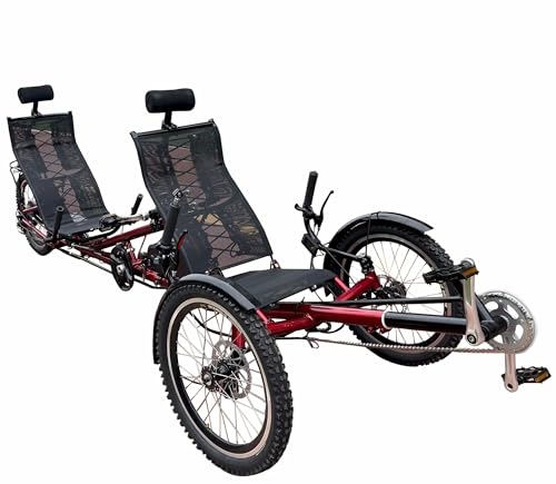 Triciclo recumbente tandem para parejas – Paseo espacioso y cómodo para dos miniatura 2