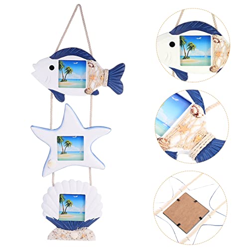 Garneck 1 Set Mediterranean Photo Frame Picture Stand Ocean Decor Ocean Gifts Sculptural Photo Holder Photo Holder Frame Vintage Photo Frame Wall Art Picture Frame Wood Frame Set Wooden #TOP5