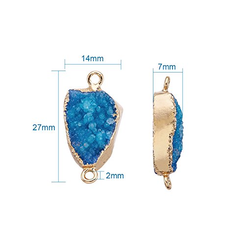 Fashewelry 5Pcs Natural Druzy Agate Stone Connectors Irregular Shape Healing Crystal Gemstone Charm Links With Golden Plated Edge For Jewelry Making (Random Mixed Colors) #TOP6