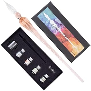 ZAIDEA ガラスペン ディップペン つけペン インク付き ペン 4/ライトピンク