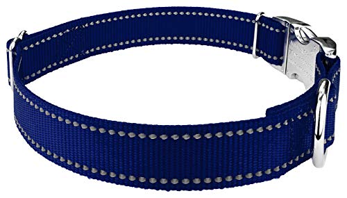 Collar para perro reflectivo nylon 1 pulgada azul royal L miniatura 4