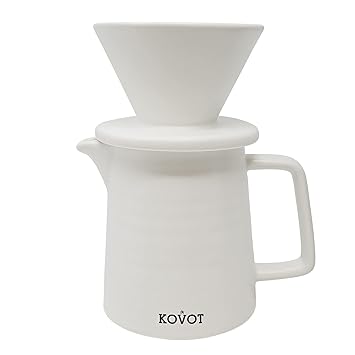 Kovot Pour Over Coffee Maker Set, Premium Ceramic V60 Dripper for 1-2 Cup & 15 ounce Serving Pitcher, Hom