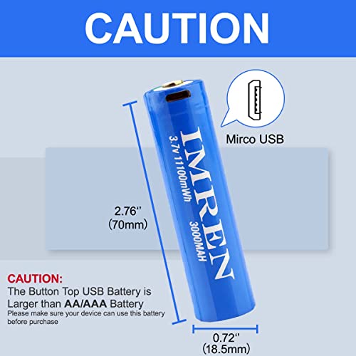 Batería Recargable Imren 3.7V Button Top 3000mAh USB miniatura 2