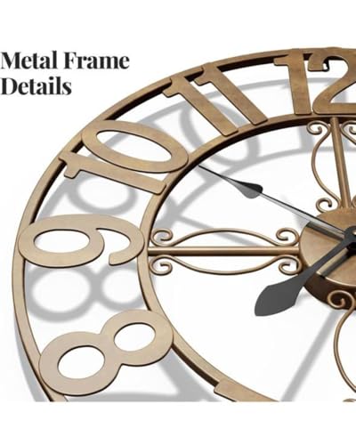 Image of Vintage Clock Big Antique Metal Wall Clock for Bedroom Stylish Roman Clock Handicraft Wall Decor Clock