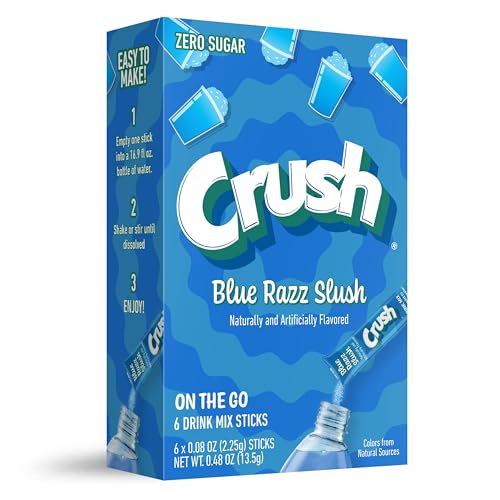 Crush Blue Razz Slush, Zero Sugar On-The-Go Drink Mix Packets, 6 pack image 5