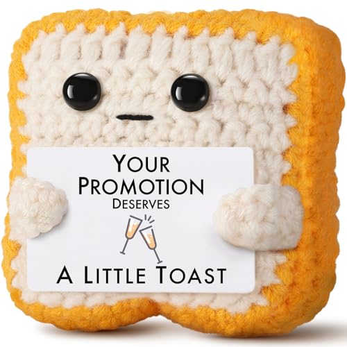 Ovrrcame Crochet Toast Promotion Gifts Handmade Congratulations Plush - Funny Career Change New Title Gift for Coworker Friend Son Daughter Boss Manager Employee Small Office Decor for Desk