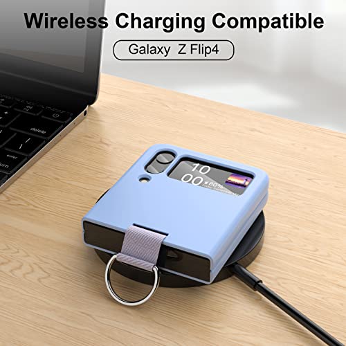 Dakorie Samsung Galaxy Z Flip 4 Heavy Duty Shockproof Silicone Case With Ring - Blue #TOP5