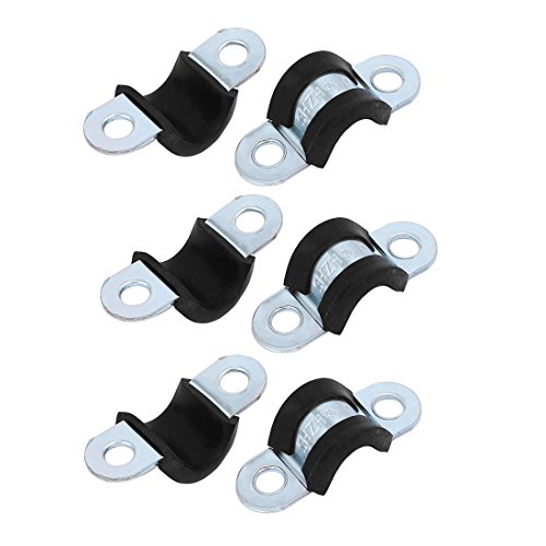 Aexit M10 EPDM Clamps Rubber Lined U Shaped Pipe Tube Strap Clamps Clips Strap Clamps Fasteners 6pcs