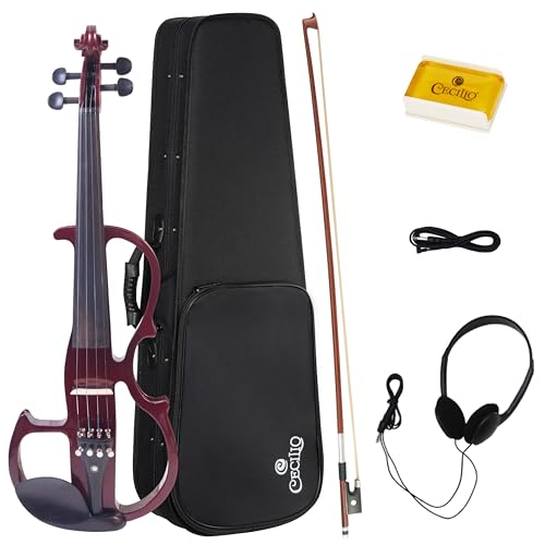 Cecilio 4/4 Electric Silent Violin, Mahogany, Red