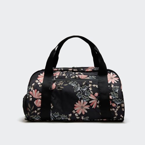 Pander 28L Large Gym Duffle Bag with Shoe Compartment, Fit for Travel, Weekend, Sports, Workout, Overnight.(Black Floral)2