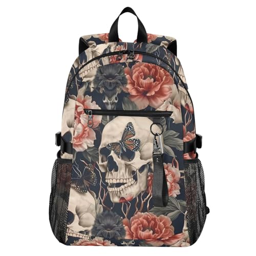 Sac à dos voyage léger 14" motif papillon squelette pour vos déplacements et les cours