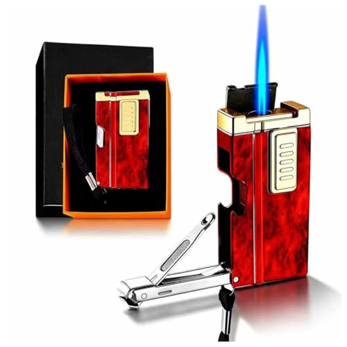 Encendedor a llama de soplete a prueba de viento recargable miniatura 1