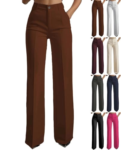 Pantalon large pour femme à taille haute avec poches pratiques et confortables