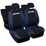 Auto Accessori Lupex - Housses de siège Auto. Housses de siège Auto compatibles avec Duster, Noir/Bleu, Fabriquées en Italie, Housses pour sièges Avant et arrière, Intérieur de la Voiture