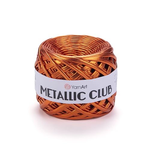 Image of YarnArt Metallic Club Super Bulky T-Shirt Yarn - 100% Polyester, 6.35 oz / 180 gr, 60 yrds / 55 Meters - Shiny Colors for Handbags, Rugs, Chic Night Bags, Crochet (8107)