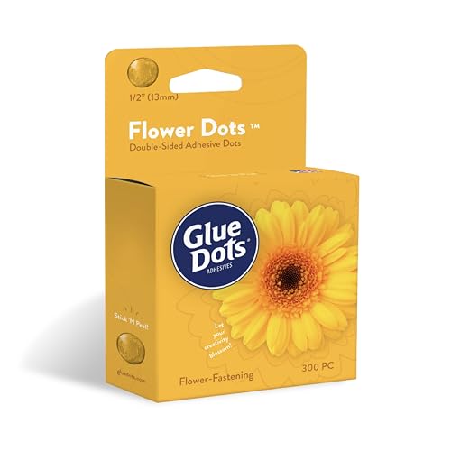Image of Glue Dots, Flower Dots, Double-Sided, Permanent, 1 /2 inch, 300 Dots, DIY Fake Flower Bouquets Wreaths Decor, Sticky Tape Adhesive, Liquid Hot Glue Alternative, Clear