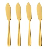 Stainless Steel 18/10 Cheese Desert Knives, Set of 4, Baikai Gold Breakfast Butter Knife, Slicer Sandwich Spreader (Gold) ...