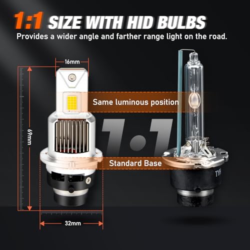 Bombillas LED D4S de 35W y 9000lm para faros de coche compatibles con balasto original 4