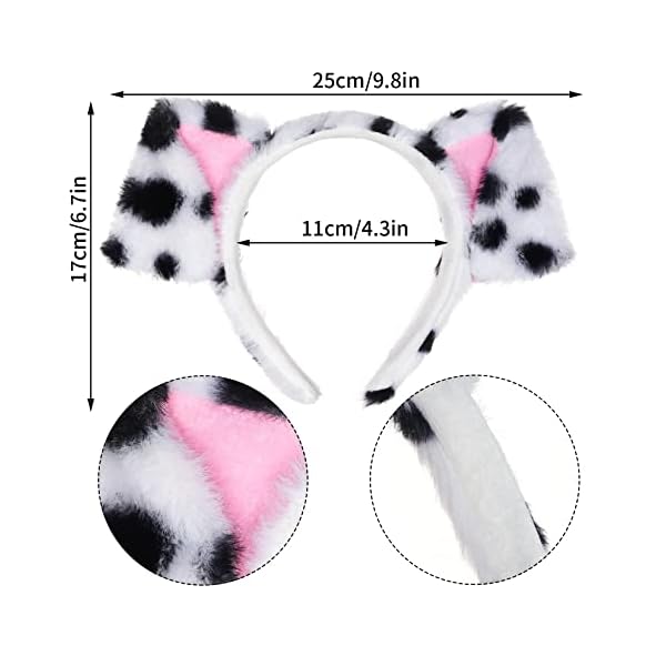 Jmkcoz dalmatian dog ears headband puppy ears headband animal headwear kids dog costume for halloween dress up carnival cosplay party - image 3