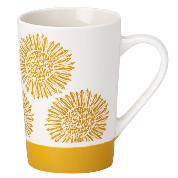 English Tableware Co. Artisan Floral Latte Mug – Yellow Ceramic Cup | Elegant Tableware Mug for Coffee & Tea Lovers