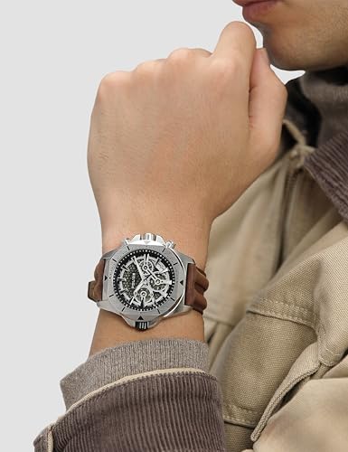 Image of Police Green Dial Multifunction Leather Strap Watch for Men