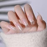 500pcs Clear Square Shaped Press on Nails,Short Acrylic Full Cover False Nails Tips Clear Artificial